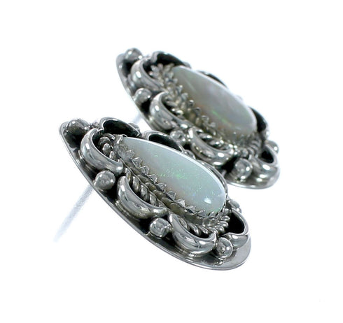 American Indian Sterling Silver Opal Tear Drop Post Stud Earrings X11114